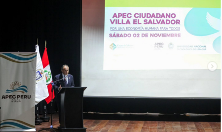 APEC CIUDADANO EN VILLA EL SALVADOR. Compartimos saludo de Andrés Lalanne al evento.